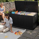 JUMMICO 250 Gallon Outdoor Resin Deck Box with Divider, Waterproof Storage Box with Lockable Lid&Side Handles for Garden Tools, Pools Supplies (Black) by CozyNest Decor