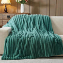 NEWCOSPLAY Faux Fur Twin Blanket Light Teal 3D Ribbed Plush Thick Warm Blanket for Couch Sofa Bed 850GSM (Light Teal Ribbed, Twin(60"x80")) by CozyNest Decor