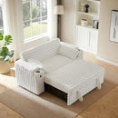 57-Inch Velvet Full Size Sleeper Sofa Couch with Pullout Bed,Convertible Pull Out with Golden Decorative Strip and Adjustable Backrest for Small Spaces,Apartment, Guest Room, RV (1109White) by CozyNest Decor