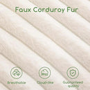 HIGOGOGO Round Stuffed Pouf Ottoman, Stripe Faux Fur Poufs with Foam Chunk Filling, Furry and Fluffy Pouf Foot Stool Storage Ottoman, 26 X 18 Floor Poufs Foot Rest for Living Room, Beige by CozyNest Decor