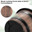 Quarut Large Plastic 3 Pack16 inch Plant Pots,Whiskey Barrel Planters with Drainage Holes & Saucer.Flower Pots Imitation Wine Barrel Design for Indoor & Outdoor Garden Balcony Plants.7 Gallons(Brown) by GreenHaven Gardens