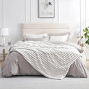 Amélie Home Faux Fur Throw Blanket for Couch, Cozy Fuzzy Fluffy Fur Luxurious Soft Striped Plush Gift Blankets for Family Sofa Chair Bed Living Room Bedroom, 60"x80", Ivory by CozyNest Decor