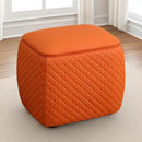 Ottoman Rectangular Storage Ottoman Bench, Faux Leather Footrest, Stool Footstool for Living Room, Bedroom, Entryway, Orange, 19.5"x15.5"x18" by CozyNest Decor