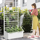 Casaphoria Metal Raised Garden Bed with Trellis and Wheels, 72"x35"x16" Planter Box for Climbing Plants, Vegetables & Vines, Features Drainage Holes and Privacy Screen (White-Square) by GreenHaven Gardens