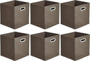 Amazon Basics Collapsible Cube Storage Organizer Bins, 6-Pack, 10.5 x 10.5 x 11 inches, Taupe by CozyNest Decor