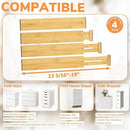 BAMEOS Drawer Divider,Expandable Bamboo Separators Adjustable Utensil Knife Fork Tool Kitchen Organizer, Clothes Fabric Drawer Organizer In Bathroom Bedroom Office, Cabinet Dresser Organizer 4-pack by CozyNest Decor