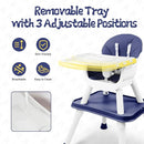 4 in 1 Baby High Chair, Toddler Chair with Removable Tray, Convertible High Chairs for Babies and Toddlers, Kids Learning Table, Building Block Table, Dining Booster Seat with Safety Harness, Blue by TinyTreasures Baby Boutique