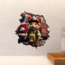 Firefighter Mouse in Mouse Hole Decal - Mouse Hole 3D Wall Sticker by CozyNest Decor