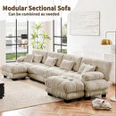 U Shaped Couch Sectional Couch, 4-Seater Cloud Couch Sectional Oversized Couch, Sofa Bed Couch with Round Bolster Armrests 6 Pillows, Modular Couch Home Sofa Living Room Couch by CozyNest Decor