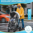 Universal Clear Stroller Rain Cover, No-Zip Waterproof Stroller Cover - Food Grade EVA & Frosted PVC, Baby Travel Weather Shield, Breathable Rain Cover for Most Single Strollers, Black by TinyTreasures Baby Boutique