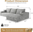 108" Sectional Couches for Living Room Modern Modular Sofa with L-Shape Couchs Upholstered Boneless Couch Deep Seat Sectional Couch with Chaise (Grey, Right Facing Chaise+2Seaters) by CozyNest Decor