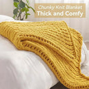 Chunky Knit Throw Blanket, 40''*50'' Knitted Throw Chenille Yarn for Bed Couch, Handmade Yellow Crochet Big Thick Blanket, Machine Washable Cute Comfy Blanket for Home Decor by CozyNest Decor