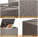 Vixzen 32 Gallon Outdoor Deck Box,Lockable Resin Waterproof Storage Box,UV Resistant,Weather Resistance,Outside Storage Bin for Gardening Tools,Pool Supplies,Grey by CozyNest Decor