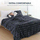 Cozy Faux Fur Throw Blanket for Bed-Warm Fuzzy Throw Blanket, Soft Plush Thick Bubble Blankets for Bedroom and Living Room, Furry Luxury Blanket, 90 x 108, Grey by CozyNest Decor