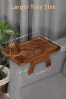 Sofa Arm Tray, Acacia Wood Couch Cup Holder, Portable Large Sofa Armrest Tray Anti-Spill Beverage Snack Remote Holder by CozyNest Decor