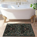 Floral 2x3 Entryway Rug,Washable Front Door Mat Indoor Non Slip Low Pile Small Carpet, Soft Black Boho Botanical Throw Rug for Bathroom Bedroom Kitchen Laundry Indoor Entrance by TinyTreasures Baby Boutique