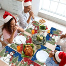 Winter Christmas Placemats Set of 6 Red Blue Snowman Plastic Table Mats Christmas Tree Birds Place Mats Washable Vinyl Seasonal Winter Table Decoration for Indoor Outdoor Party Kitchen Dining by CozyNest Decor