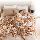Cozy Faux Fur Throw Blanket for Bed Warm Fuzzy Throw Blanket, Soft Plush Thick Bubble Blankets for Bedroom and Living Room, Furry Luxury Blanket, 60 x 80, Tie-Dye Brown by CozyNest Decor