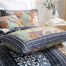 NEWLAKE Bedspread Quilt Set with Real Stitched Embroidery, Paisley Grid Pattern,Queen Size by CozyNest Decor