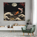 Houselerax Koi Fish Tapestry, Japanese Style Yin Yang Big Wave Cherry Blossom Tapestries Wall Hanging for Bedroom Living Room Office Decor 60"x50" by CozyNest Decor