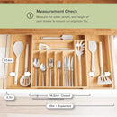 Premium Silverware, Flatware and Utensil Organizer for Kitchen Drawers, Food-Safe Contract Grade, Expandable from 14 to 25 In, Natural Bamboo by CozyNest Decor
