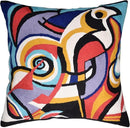 Kandinsky Improvisation Modern Decorative Pillow Cover Black Abstract Toss Pillows Farmhouse Chair Cushion Contemporary Pillow Mid-Century Chair Cushions Hand Embroidered Pillow Wool Size 18x18 by CozyNest Decor