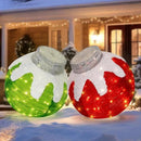 BRIGHTDECK 2 Pcs Outdoor Christmas Ornaments, Lighted Pop-Up Outdoor Holiday Ball Decoration with 80 LED Lights, 8 Light Modes, Lighted Collapsible Holiday Decorations for Yard, Home (RedGreen) by CozyNest Decor