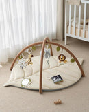 Blissful Diary Baby Play Gym & Activity Mat, Leaf Shaped Baby Tummy Time Play Mat with 6 Detachable Toys, Promotes Motor Skills & Sensory Development, Newborn Baby Essentials Gift, Oatmeal Beige by TinyTreasures Baby Boutique