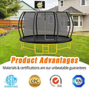 14FT Pumpkin Trampoline with Basketball Hoop, Balance Bar and Enclosure Net, Outdoor Trampoline for Kids and Adults, Capacity 880 lbs by TinyTreasures Baby Boutique