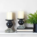 Creative Co-Op 2-Tone Sculptural Terracotta Pillar Candle Holder, Distressed Black by CozyNest Decor