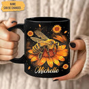 Hyturtle Personalized Sunflower Bee Mug - Bee Keeper Gifts For Women Lovers Teacher - Honey Gifts For Beekeeper Farmer On Birthday - Queen Honeycomb Decor - Custom Coffee Cup Ceramic Mug 11 Oz 15 Oz by CozyNest Decor