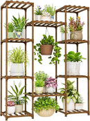 Bamworld Plant Stand Indoor Outdoor Hanging Shelf for Multiple Plants Tall Large Holder for Living Room Patio Balcony Garden (A-Cabinet-Wider) by GreenHaven Gardens