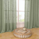 LAMIT Semi Sheer Linen Curtains 36 Inch Length, Light Filtering Panels Bronze Grommet Boho Neutral Christams Window Drapes for Kitchen/Small Windows/Cafe, Sage Green, 34 x 36 Inch, 2 Panels by CozyNest Decor
