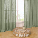LAMIT Living Room Linen Curtains 90 Inch for Bedroom, Bronze Grommet Linen Textured Sheer Curtains Light Filtering Burlap Drapes for Farmhouse, 2 Panels, 52 x 90 Inch, Sage Green by CozyNest Decor