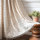 Sutuo Home Boho Curtain Semi-Blackout Crochet Hollow Lace Patchwork with Floral Print Cotton Linen Fabric, Handmade Tassels Rod Pocket Bohemian Window Drapes for Living Bedroom, 59"W x 84"L, 1 Panel by CozyNest Decor