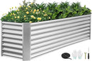 8x2x2ft Raised Garden Bed - Galvanized Deep Root Planter Boxes Outdoor with Wing Nuts and Safety Edges for Gardening Vegetables, Flowers, Herbs, Succulents - Silver by GreenHaven Gardens
