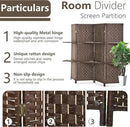PayLessHere Room Divider 4 Panel Room Screen Divider Wooden Screen Folding Portable Partition Screen Wood with Removable Storage Shelves Color, Brown by CozyNest Decor