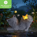 Solar Cat Garden Statue with Glowing Butterfly, Outdoor Resin Cat Figurine with Solar Light, Waterproof Yard Decor for Patio, Lawn, Porch, and Unique Garden Gifts for Cats Lovers by CozyNest Decor