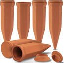 Large Terracotta Watering Spikes with Lids, Automatic Plant Waterer Outdoor | Indoor, Vacation Friendly Clay Plant Watering Devices System, Slow Release Self Watering Planter Insert, 6 Pack by CozyNest Decor
