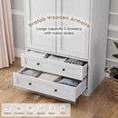 Brafab Armoire Wardrobe Closet with 2 Modern Doors, 71" Tall Freestanding Closet Wardrobe Cabinet with Drawers and Hanging Rail, Light Wooden Storage Cabinet with Shelve for Bedroom (White, 4 Doors) by CozyNest Decor