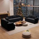 3 Pieces Corduroy Couch Set for Living Room, 7 Seats Cloud Sofa, Deep Seat Floor Couch for Bedroom, Futon Modern Sofa Sectional Bed, Black Corduroy by CozyNest Decor