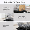 BOOSINY 2 Tier Grey Large Stainless Steel Dish Drainers Drying Rack for Kitchen Counter with Drainboard, Rust Proof Metal, Space Saving, Modern Aesthetic, Compact Plates Strainers with Extra Mat by CozyNest Decor