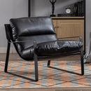 DUOMAY Mid-Century Accent Chair Armchair, Comfy PU Leather Leisure Chair Lazy Chair with Metal Leg for Living Room Bedroom Office Apartment, Black by CozyNest Decor