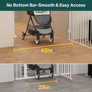 Cumbor 29.2-43" No Bottom Bar Baby Gate for Stairs, 2-in-1 Hardware Mounted Dog Gate Indoor, Auto Close Pet Gate for Doorways with Large Walk Thru Door, Wide Child-Proof Safety Gates for Kids (White) by TinyTreasures Baby Boutique