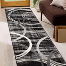 Rugshop Modern Wavy Circles Design Runner Rug 2' x 7'2" Black by TinyTreasures Baby Boutique