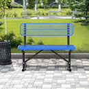 4/6/8 Feet Park Bench for Outside Heavy Duty Metal, Garden Benches Outdoor Bench with Backrest & Portable Frame, for Shopping Malls Stores Parks Patios Decks, Blue by GreenHaven Gardens