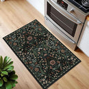 Floral 2x3 Entryway Rug,Washable Front Door Mat Indoor Non Slip Low Pile Small Carpet, Soft Black Boho Botanical Throw Rug for Bathroom Bedroom Kitchen Laundry Indoor Entrance by TinyTreasures Baby Boutique