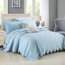 MarCielo 3-Piece 100% Cotton Oversized Bedspread Lightweight Quilt Coverlet Embroidery Farmhouse Bedding Set (TK Light Blue, Oversized King (118"x106")) by CozyNest Decor