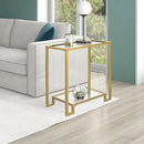 2 Tier Rectangular Side Table, Gold End Table with Glass Top, Modern Metal Clear Coffee Table，Small Accent Table for Living Room, Bedroom, 22" x 12.4" x 24" by CozyNest Decor