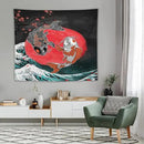 Houselerax Koi Fish Tapestries,Japanese Style Yin Yang Big Wave Cherry Blossoms Tapestry Wall Hanging for Bedroom Living Room Office Decor 60"x50" by CozyNest Decor